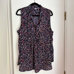 Gap Maternity Navy Floral Sleeveless Blouse Size XL